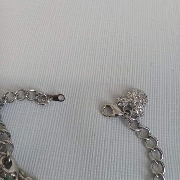 Disney Mickey & Minnie Silver Toned Curb Link July Birth Month Charm Bracelet - Picture 10 of 10